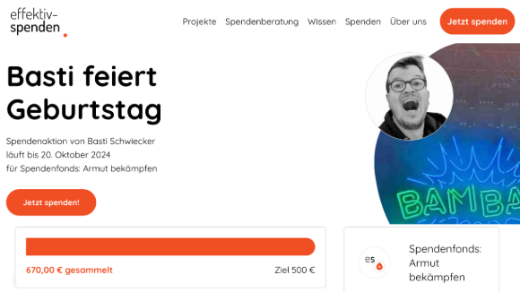 Screenshot personal fundraiser